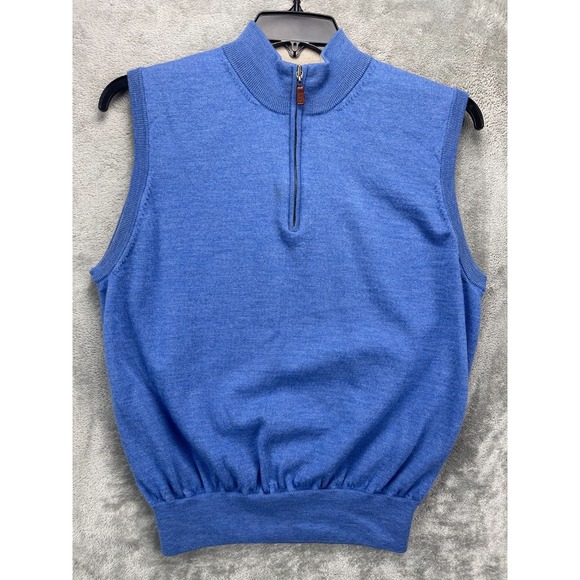 Peter Millar Sweaters - Peter Millar‎ Women's 1/4 Zip Sweater Vest XL Heather Blue Merino Wool